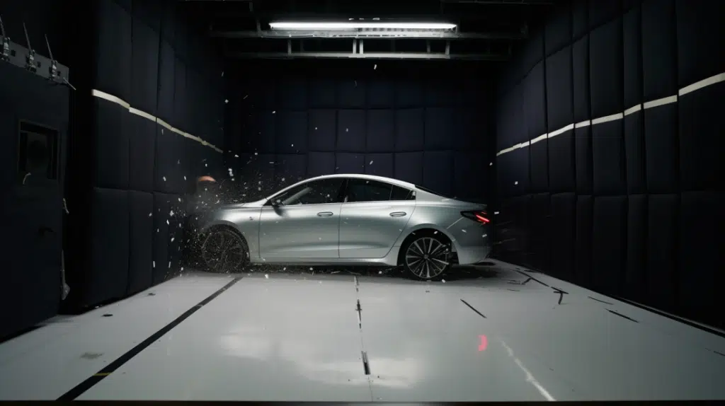 קמטים במכונית במהלך מבחן התרסקות